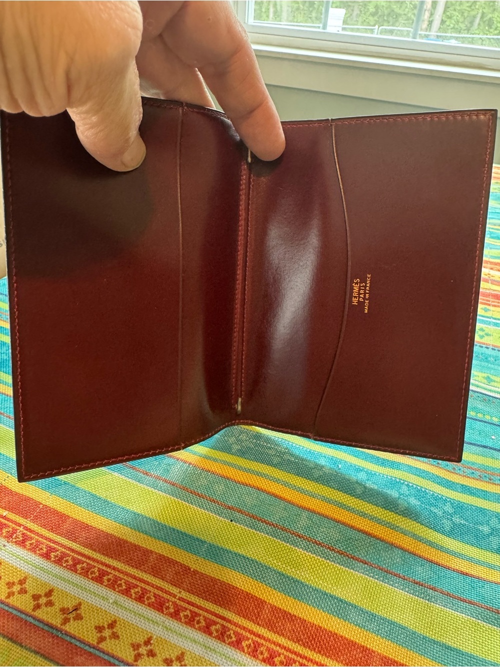 Hermès Burgundy Leather Billfold Wallet